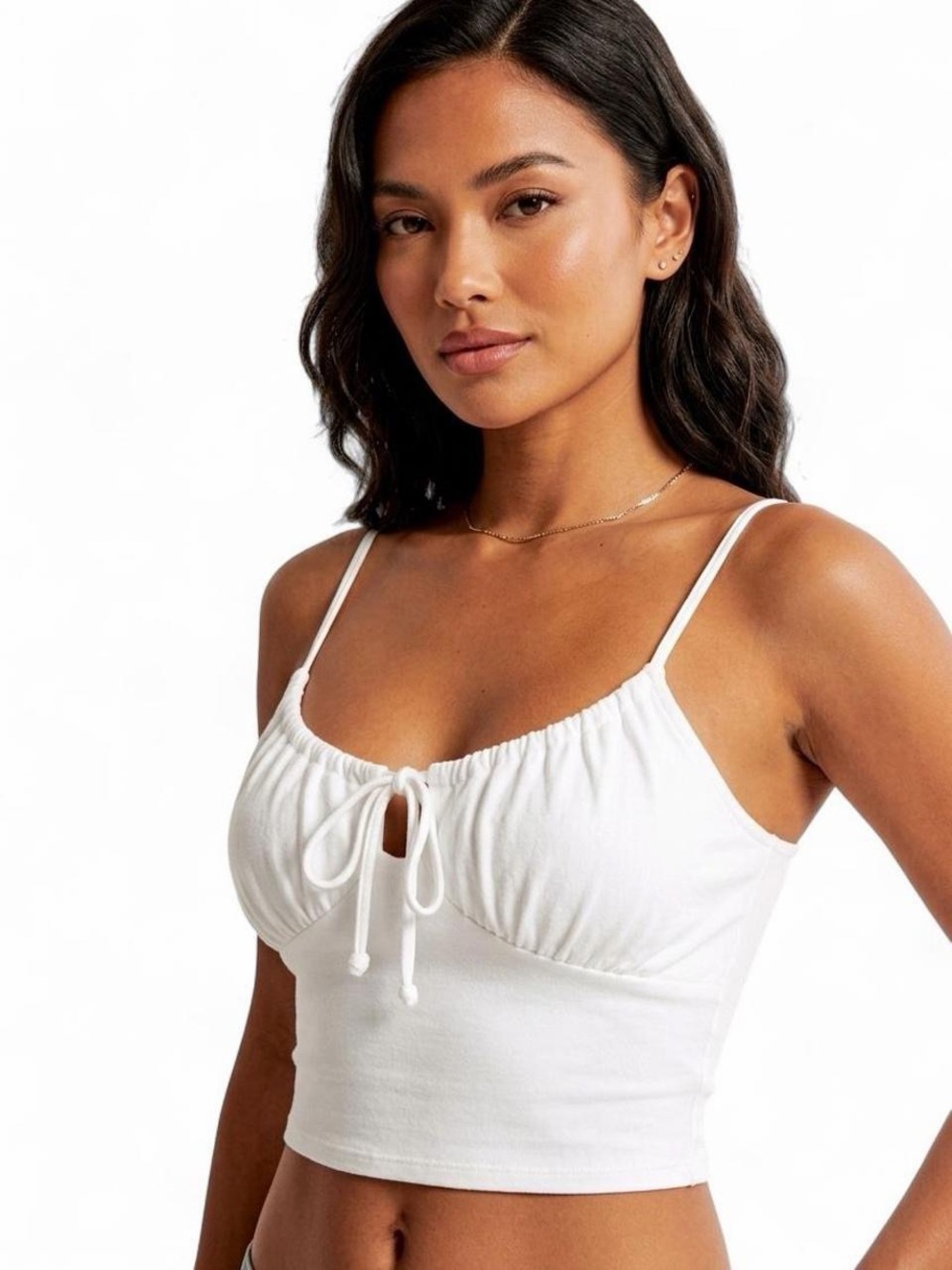 Hollister White Tie Front Cami Crop Top Size M